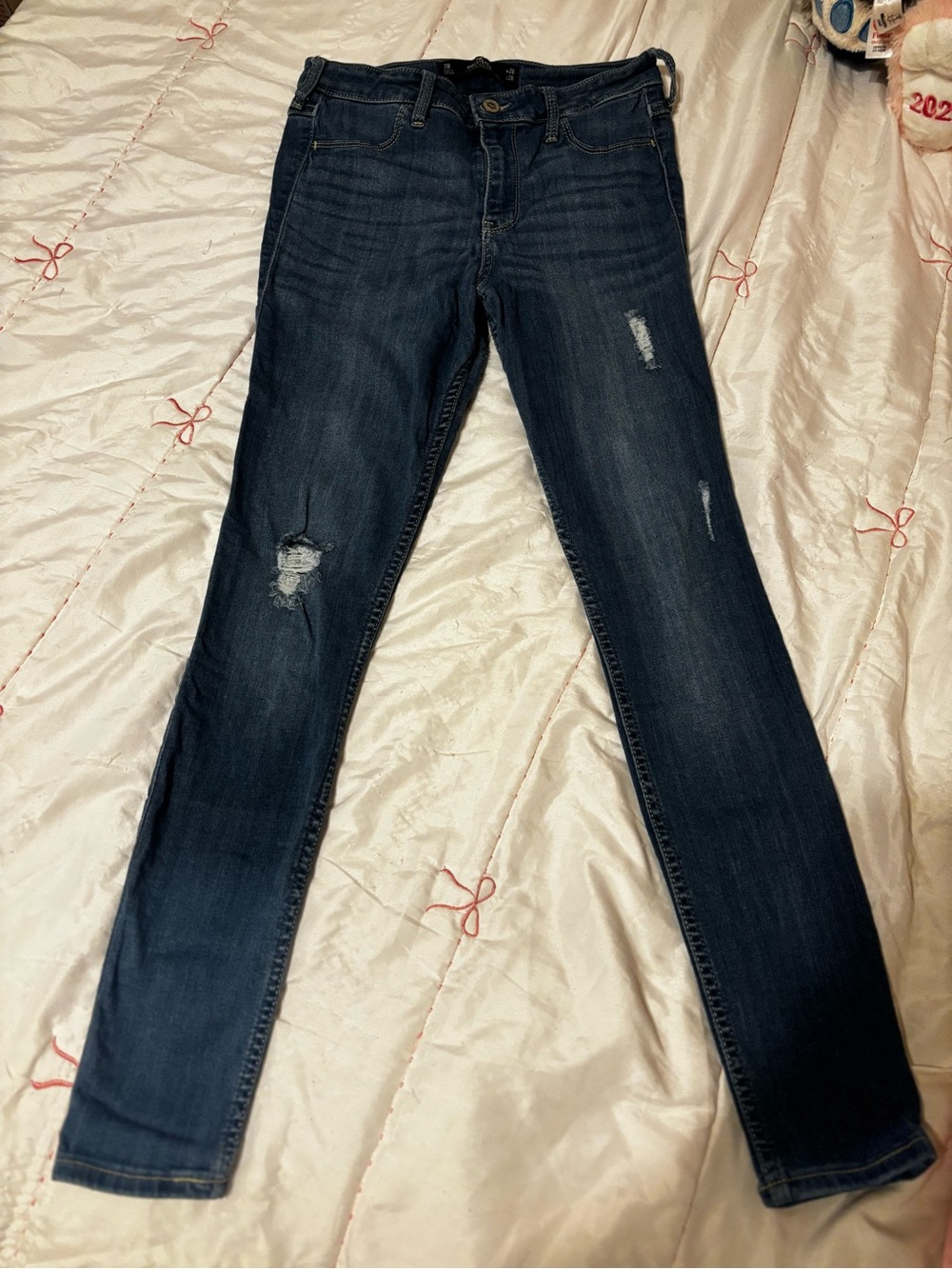 Hollister Dark Blue Distressed Women's Skinny Jeans